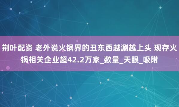 荆叶配资 老外说火锅界的丑东西越涮越上头 现存火锅相关企业超42.2万家_数量_天眼_吸附